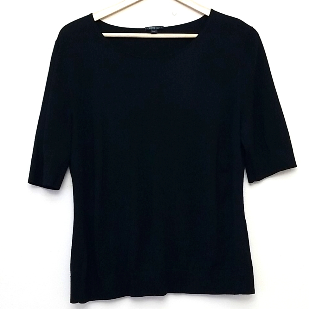Lafayette 148 Wool 3/4 Sleeve Top Large